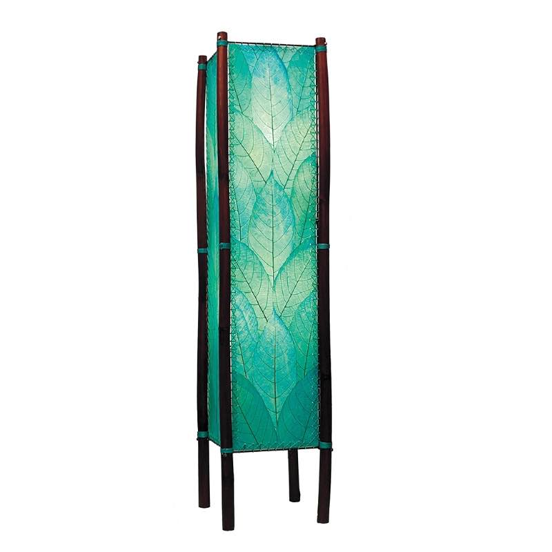 Handcrafted Rattan and Cocoa Leaves Floor Lamp - Blue